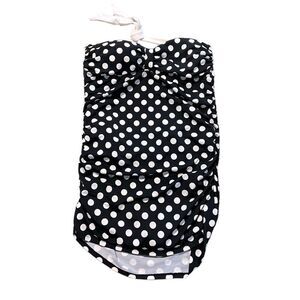 Chaps Black & White Polka Dot Skirted Swimsuit Size 12